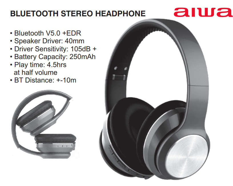 Aiwa Bluetooth Stereo Headphone V5.0 + EDR - 105dB+
