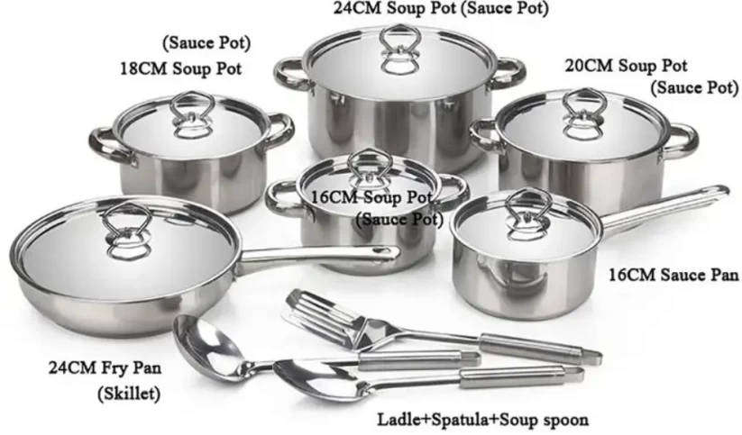 15pc Stainless Steel Pot Set
