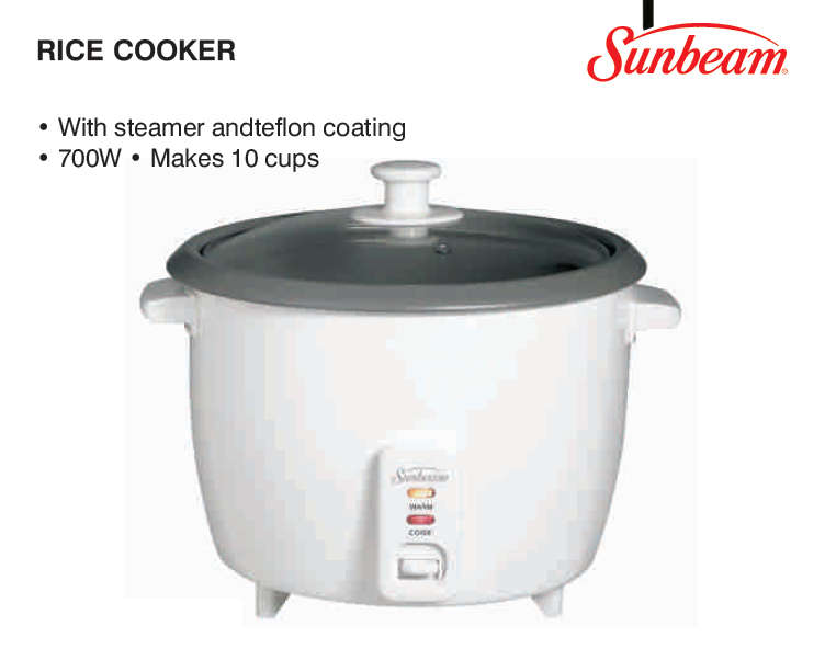 Sunbeam Deluxe Rice Cooker - Steamer Function - Teflon Coating