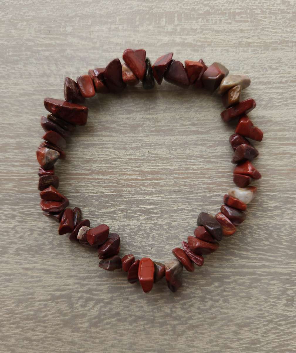 Red Jasper chip Bracelet - 5-10mm bead size