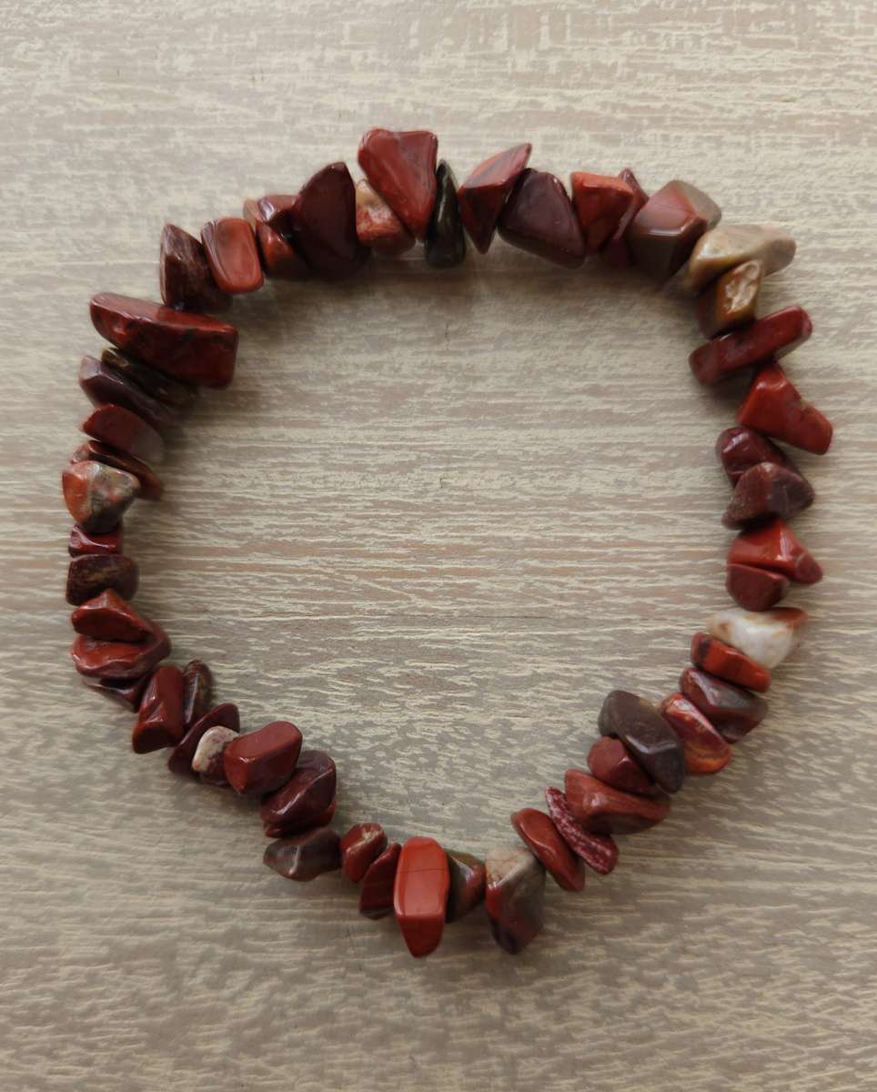 Red Jasper chip Bracelet - 5-10mm bead size