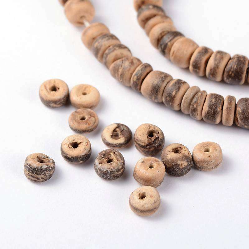 Coconut Wood Beads, Rondelle, 4mm, Natural Colour - 500pcs