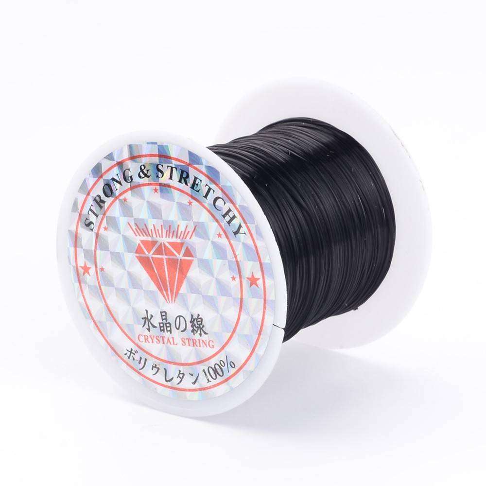 Flat Elastic Crystal String, 0.8mm, Black - 10m