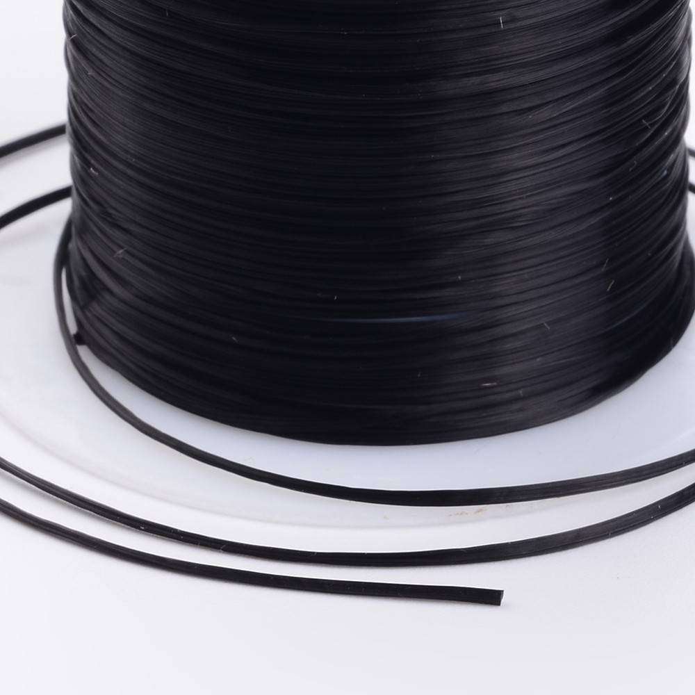Flat Elastic Crystal String, 0.8mm, Black - 10m