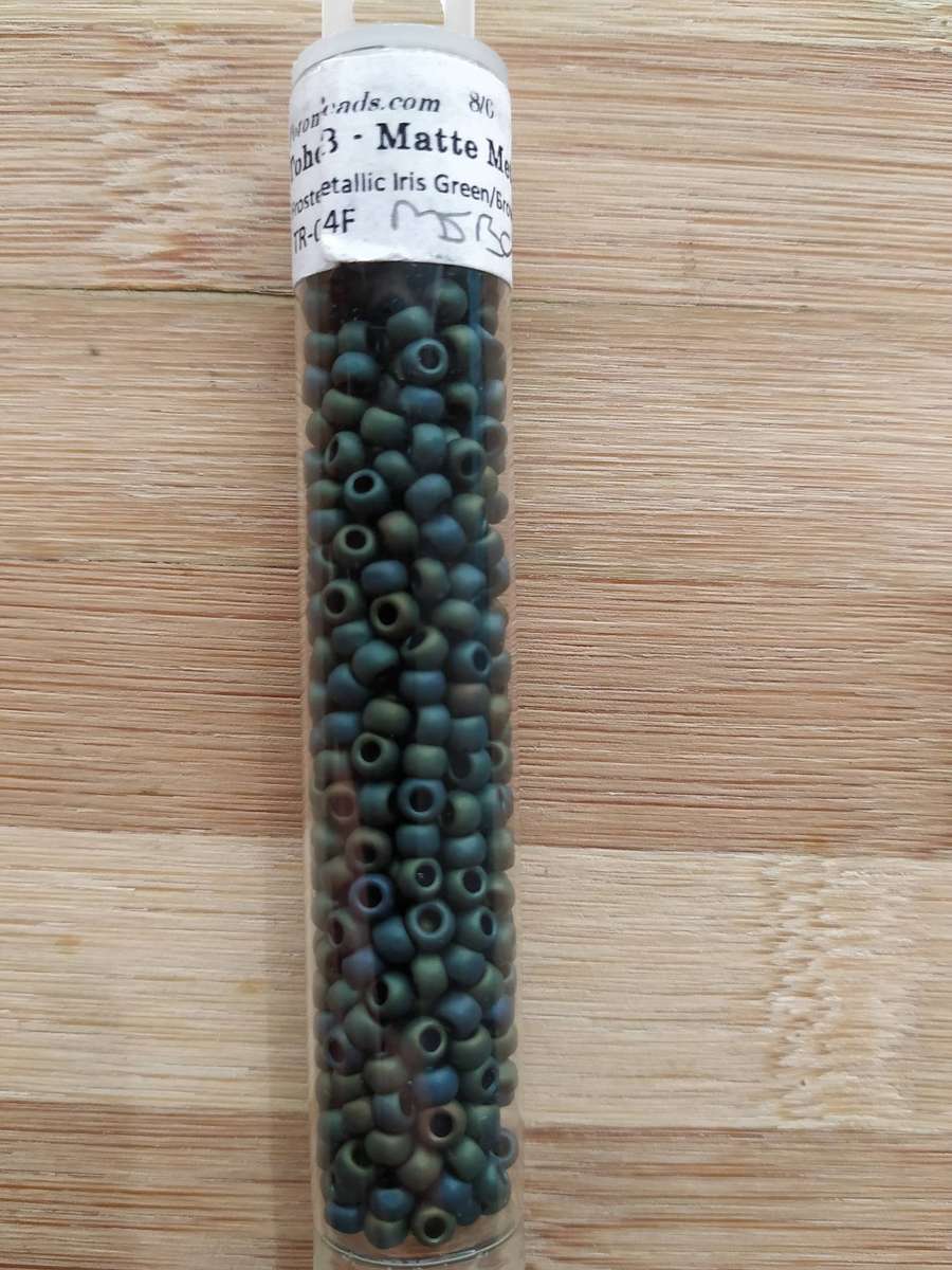 Toho Seed Beads (Frosted) - 8/0 3mm - Metallic Iris Green - 500pcs