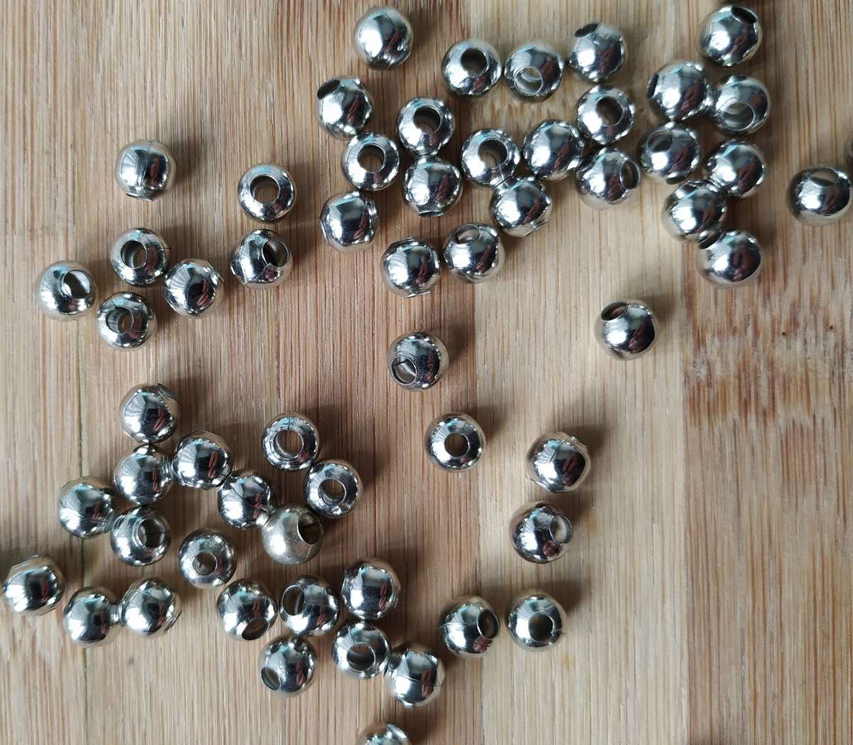 Metal Beads, Balls, 6mm, Silver - 95pcs