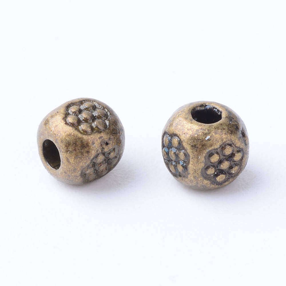 Tibetan Metal Spacer Beads, Column, 4 x 4 x 4mm, Antique Bronze - 100pcs