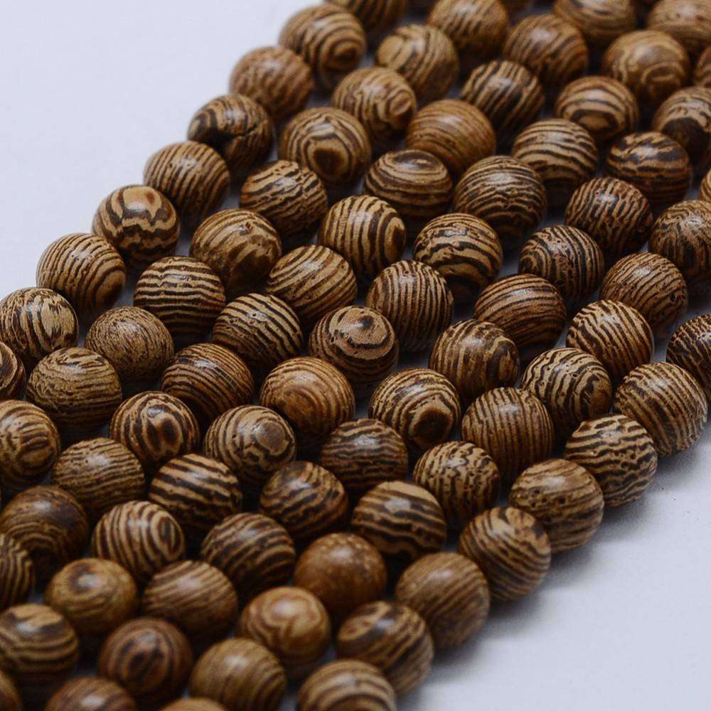 Natural Wenge Wood Beads, 6mm - 55pcs