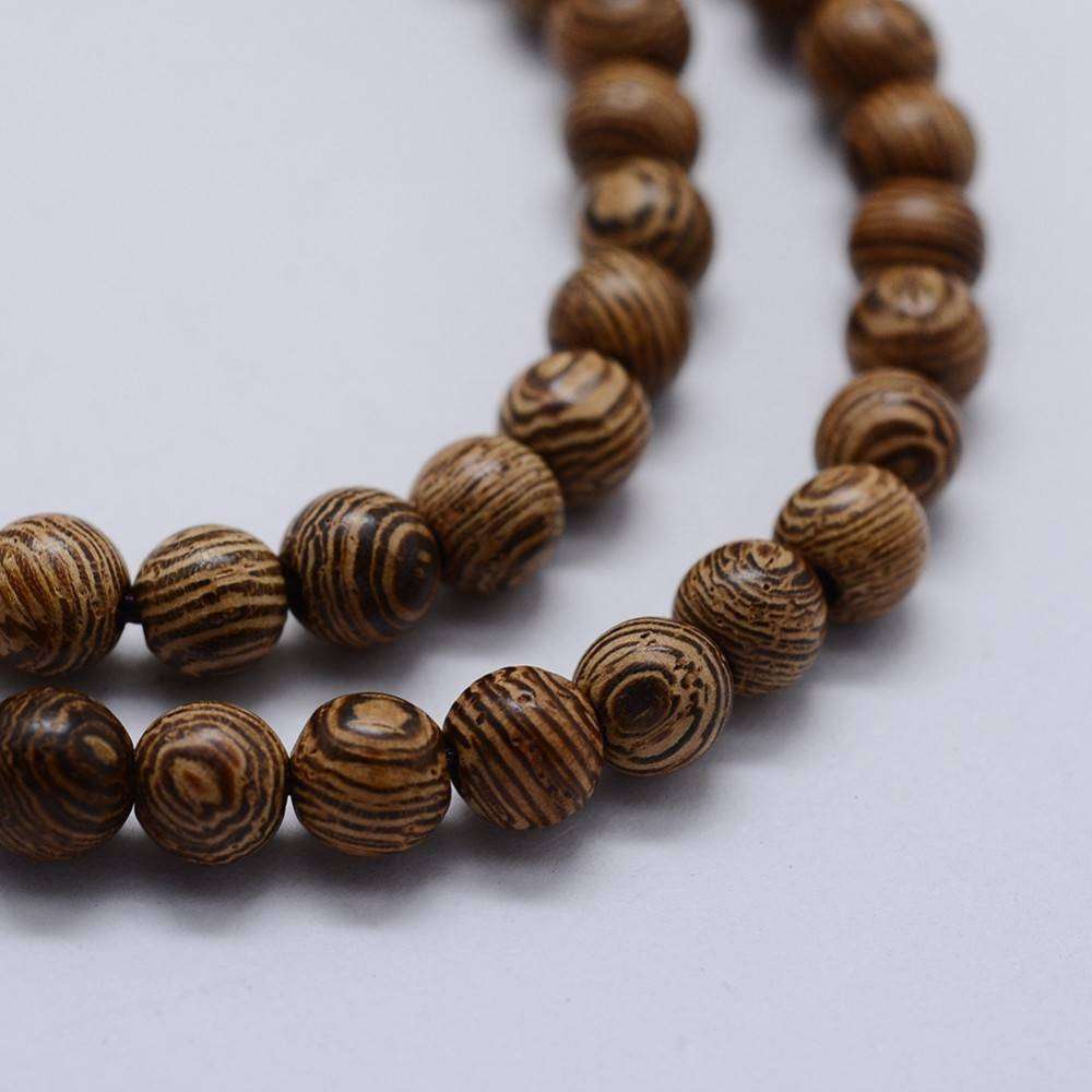 Natural Wenge Wood Beads, 6mm - 55pcs