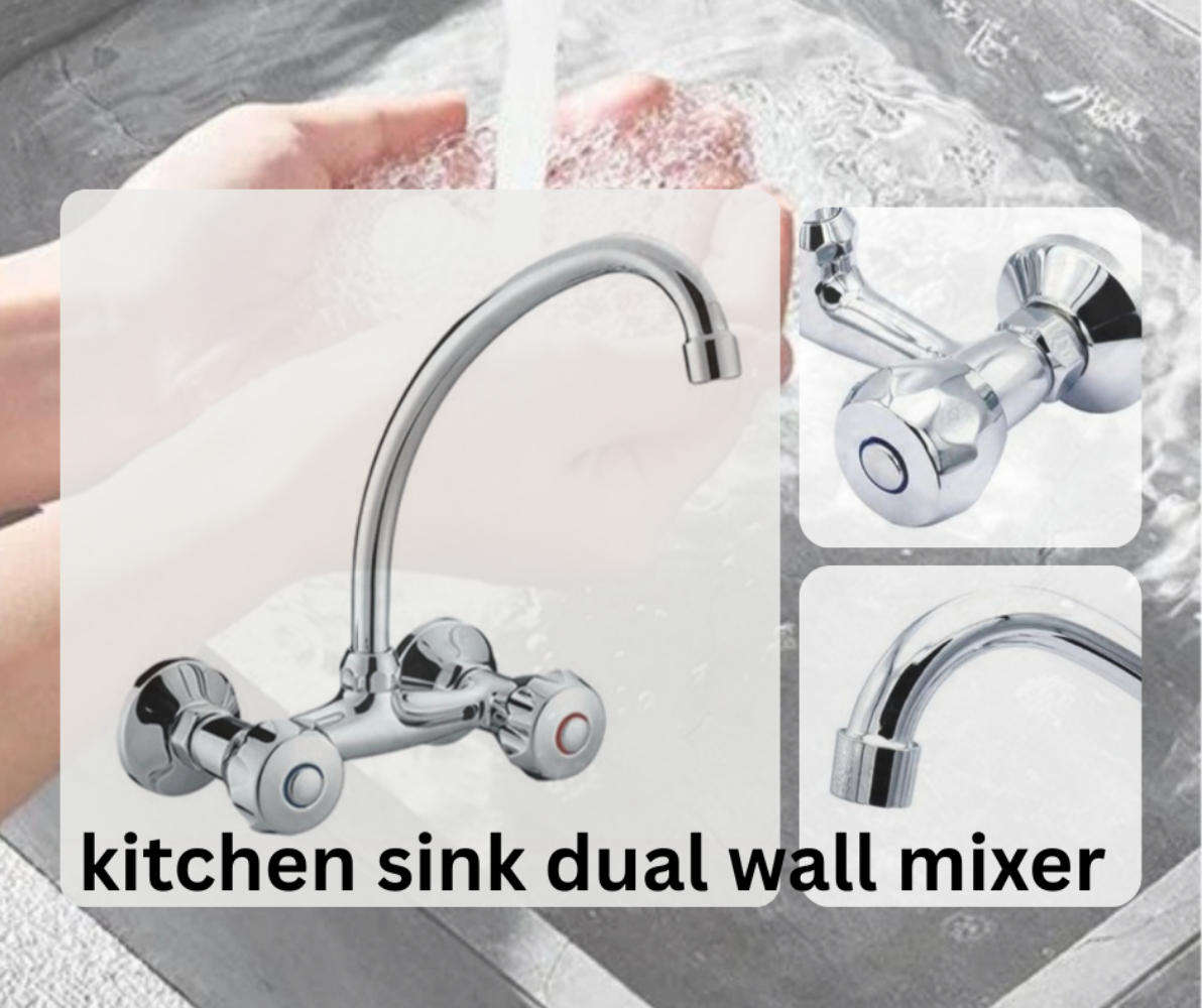 AIYI AY406-048 Kitchen Sink Dual Tap Wall Mixer Faucet