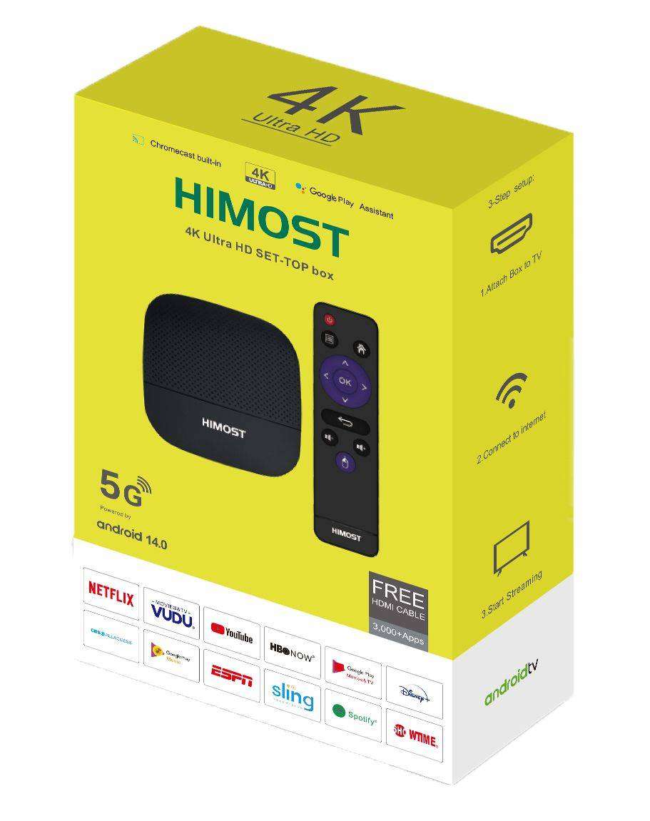 HiMost A1 4K Ultra HD HDR TV Box | 5G WiFi | Android 14.0 | 64-bit CPU