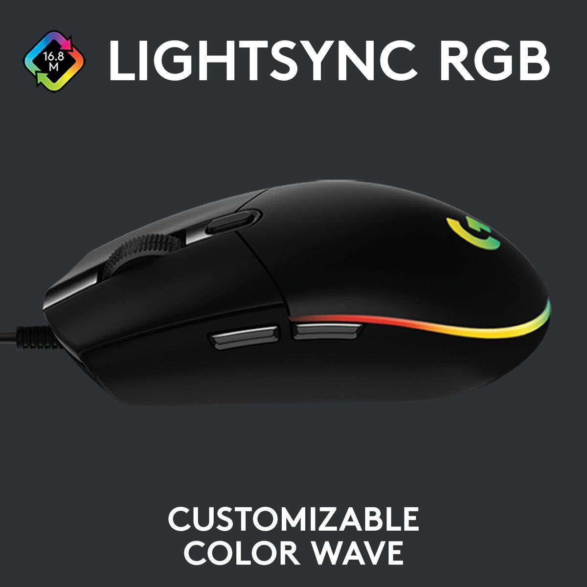 Logitech G102 USB Gaming Mouse with LIGHTSYNC RGB Colours - Black
