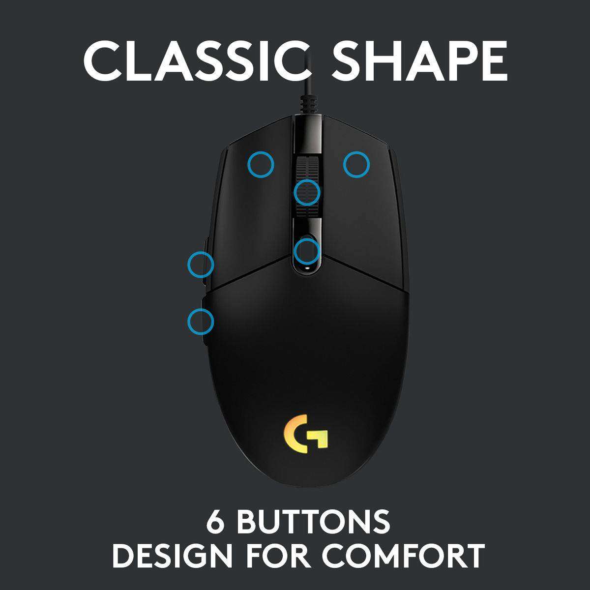 Logitech G102 USB Gaming Mouse with LIGHTSYNC RGB Colours - Black