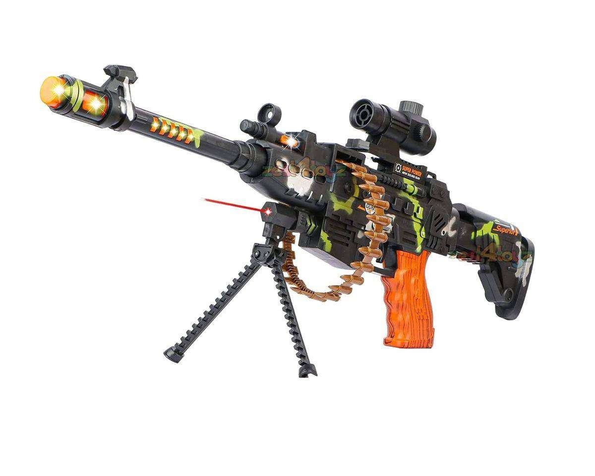 Army Style Toy Machine Gun for Kids with Music and Laser Light