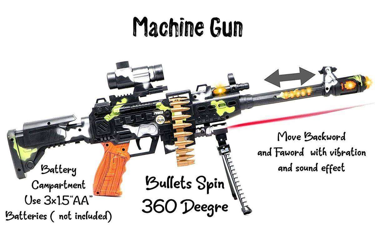 Army Style Toy Machine Gun for Kids with Music and Laser Light
