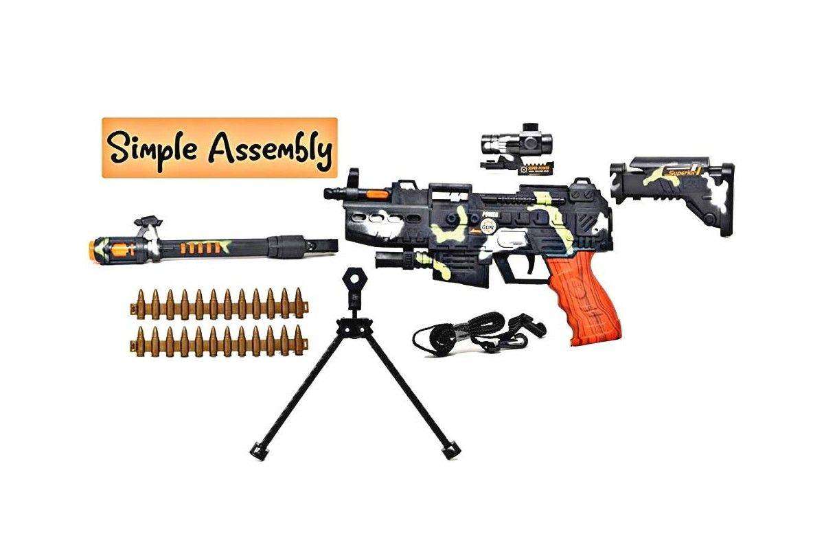 Army Style Toy Machine Gun for Kids with Music and Laser Light