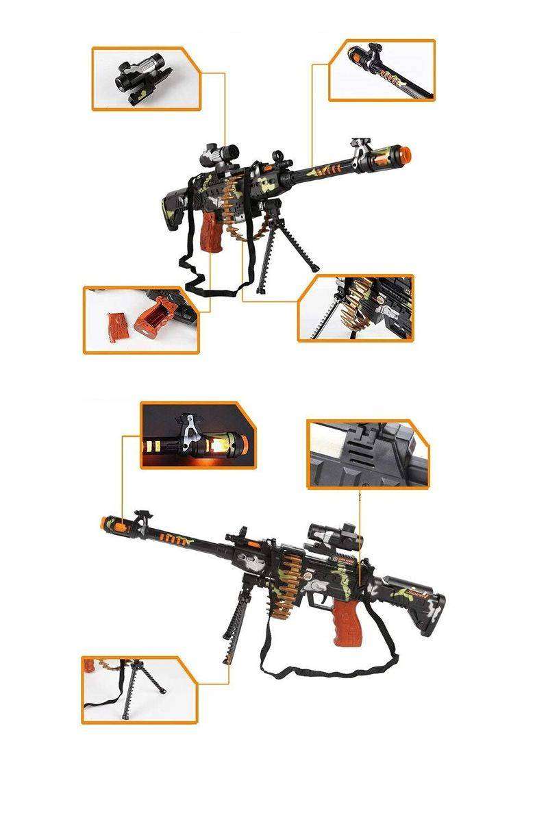 Army Style Toy Machine Gun for Kids with Music and Laser Light