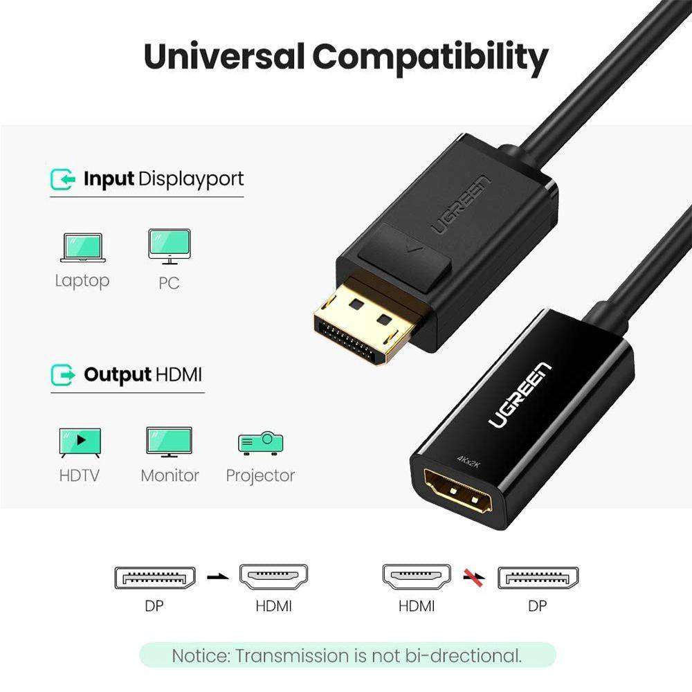 UGreen 40363 DP M to HDMI F 4K@30Hz Adapter-BK