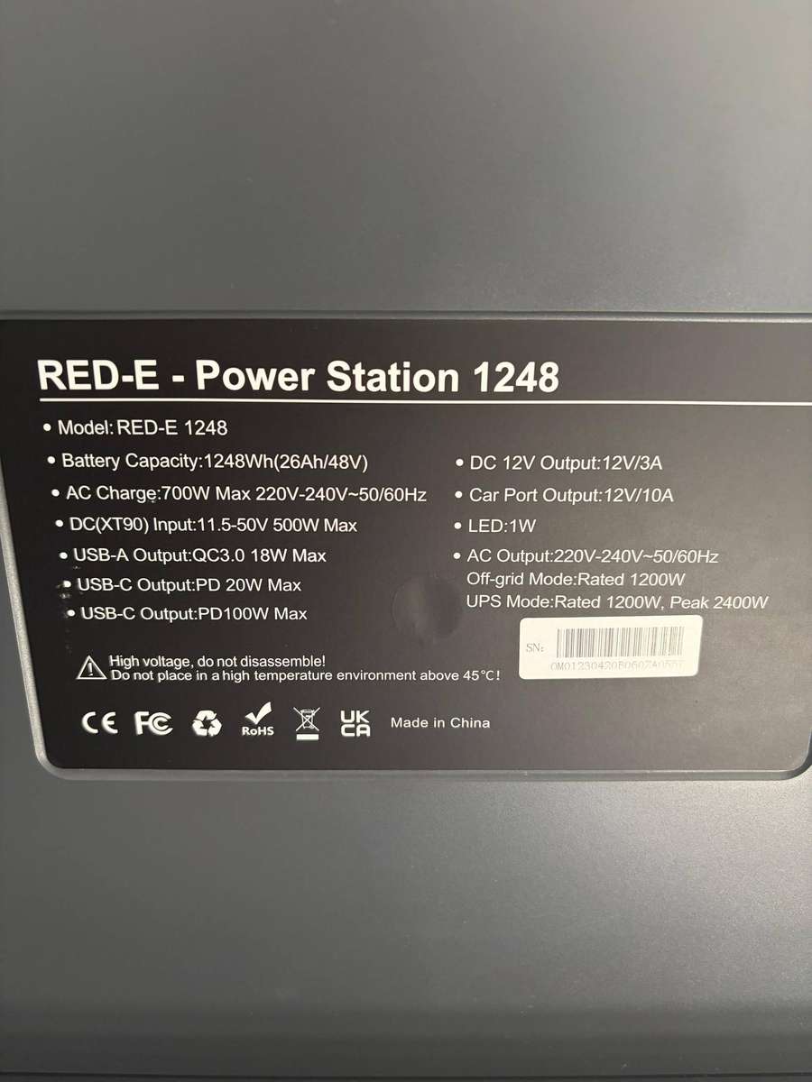 Red-E 1248 Portable Power Station (1248Wh / 1200W)  Perfect Condition