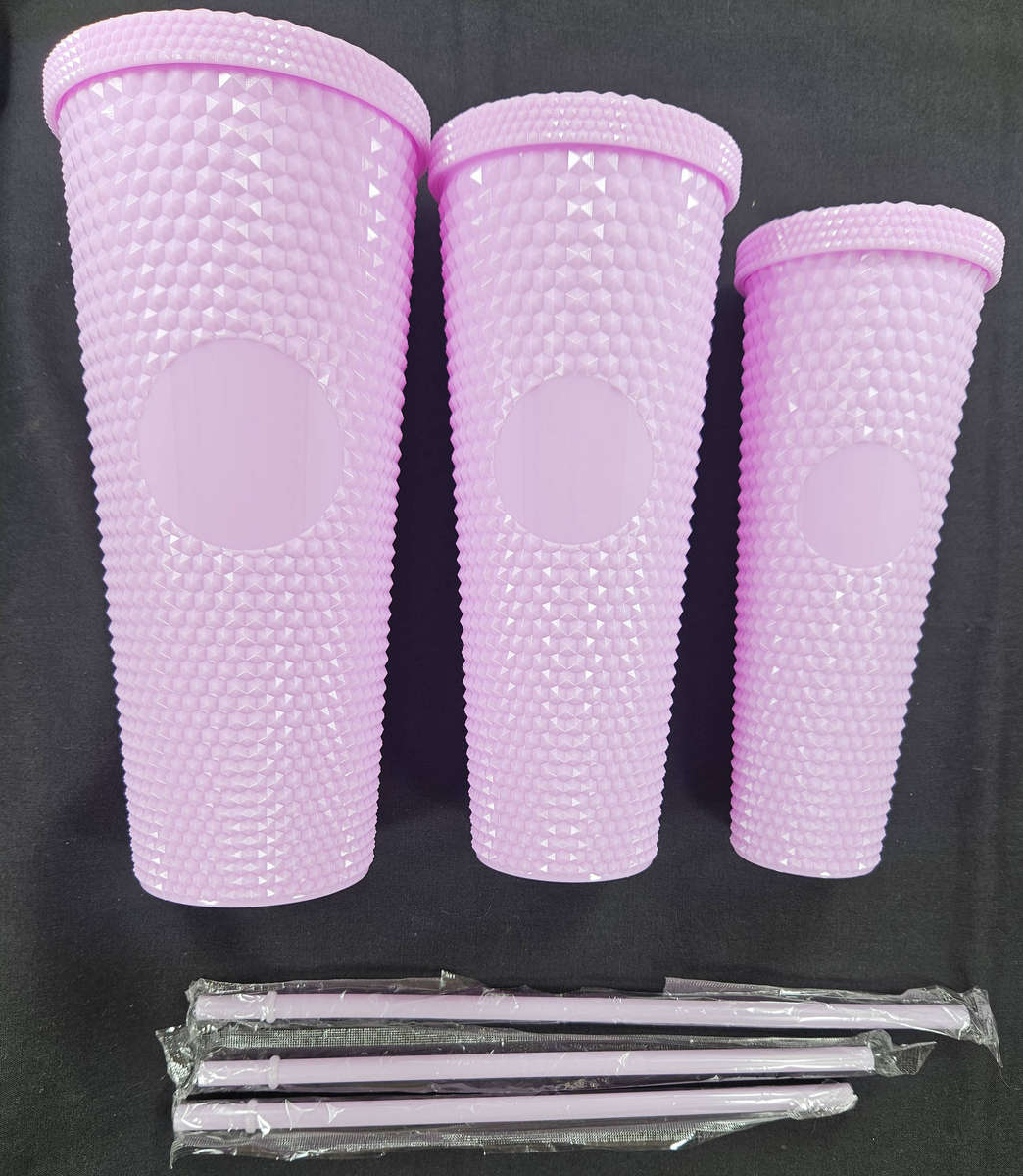 3-Piece On The Go Plastic Tumbler Set with Straws - LILAC