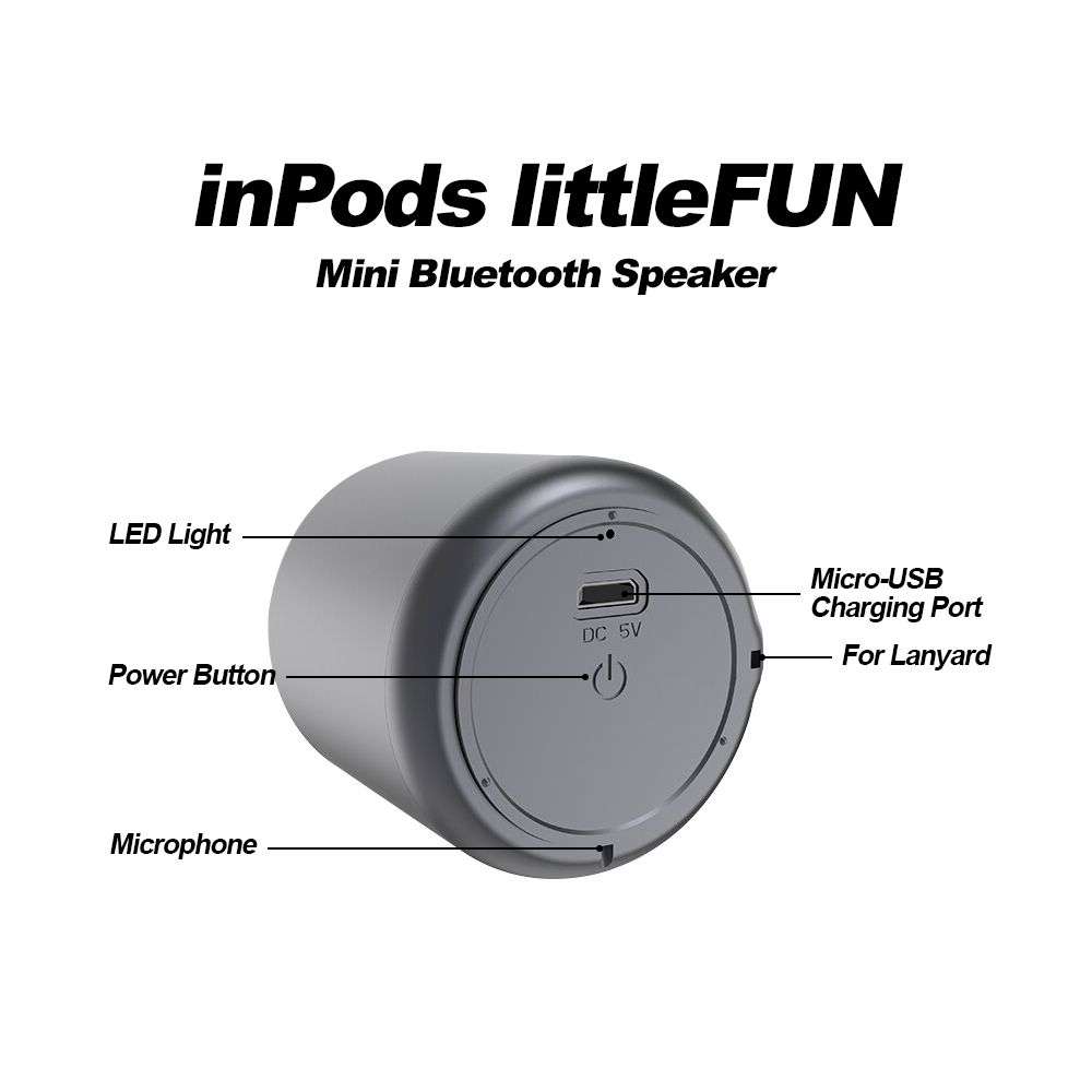 InPods LittleFUN Mini Bluetooth Speaker - BLACK