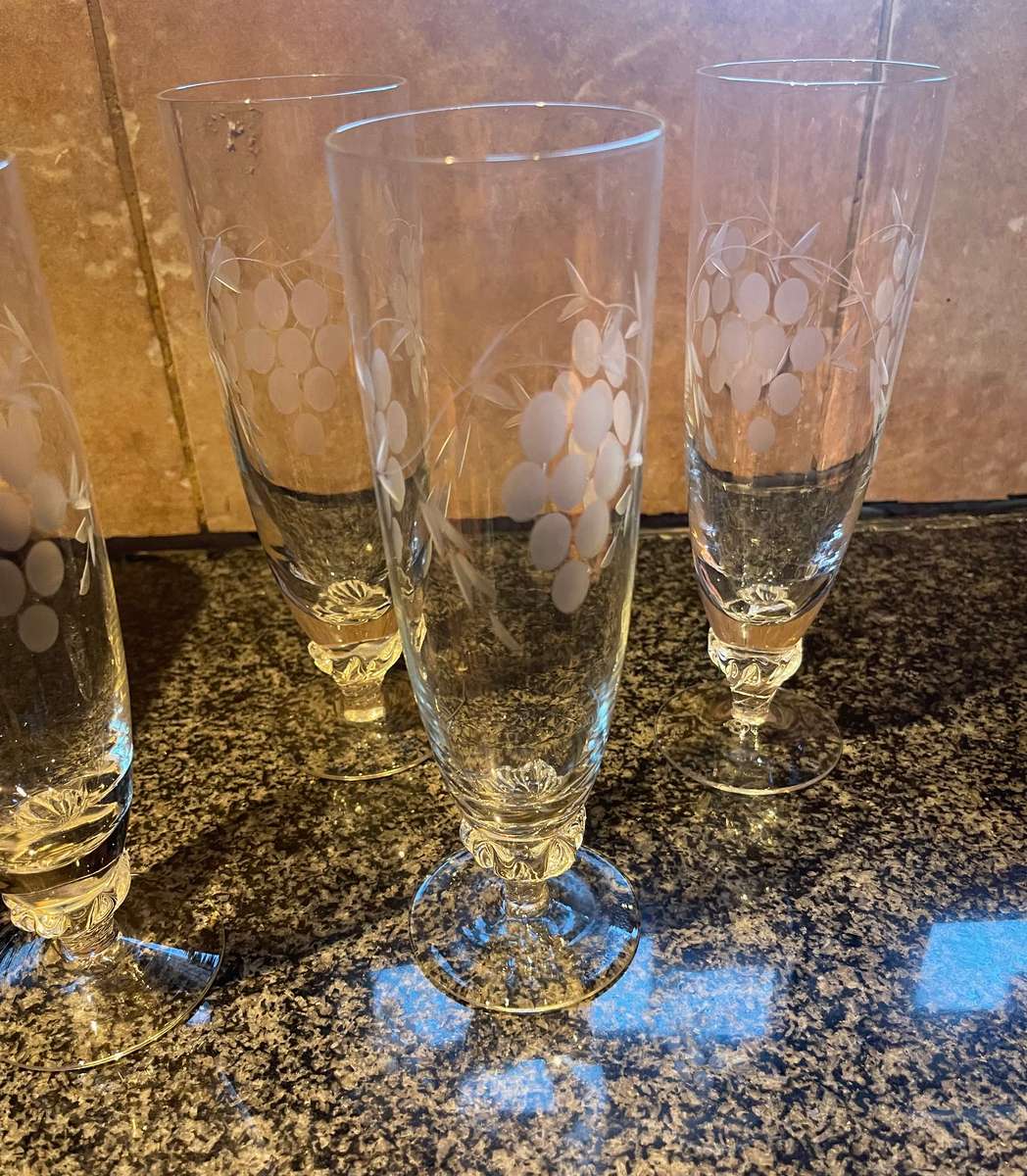 Glasses grape etched x4(+2)