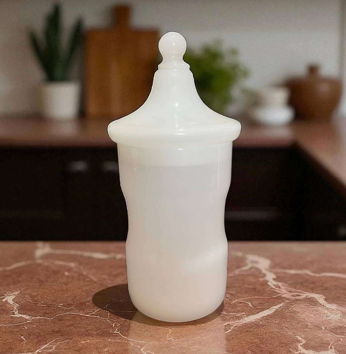 Holder lidded milk glass