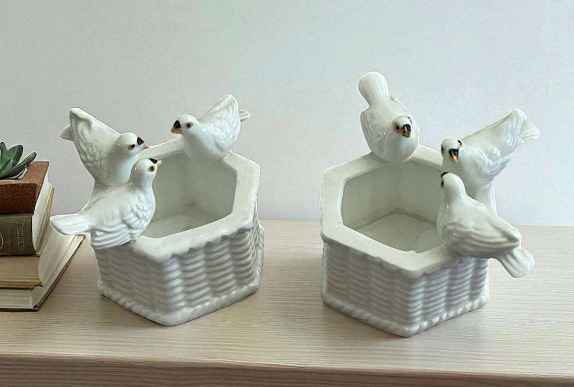 Ornament doves bone china