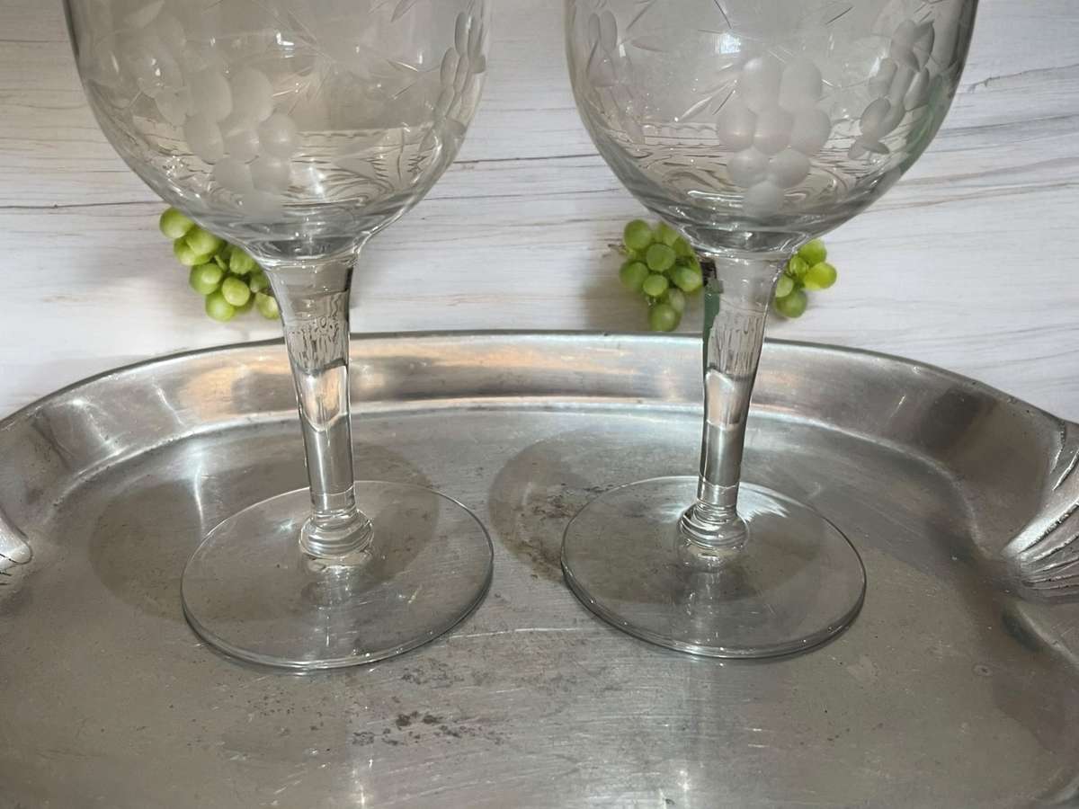 Glasses grape etched each