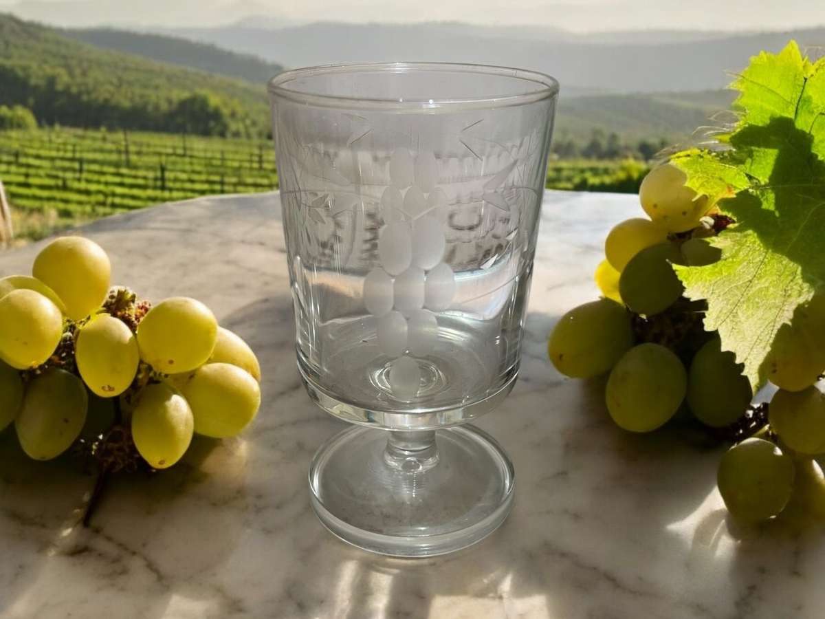 Glass grape etched