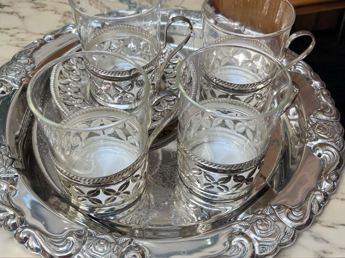 Coffee duos tray silver plated