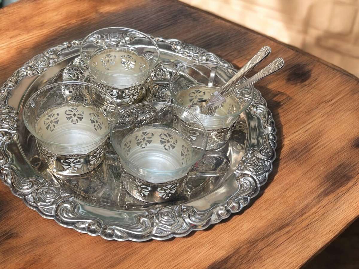 Coffee duos tray silver platef