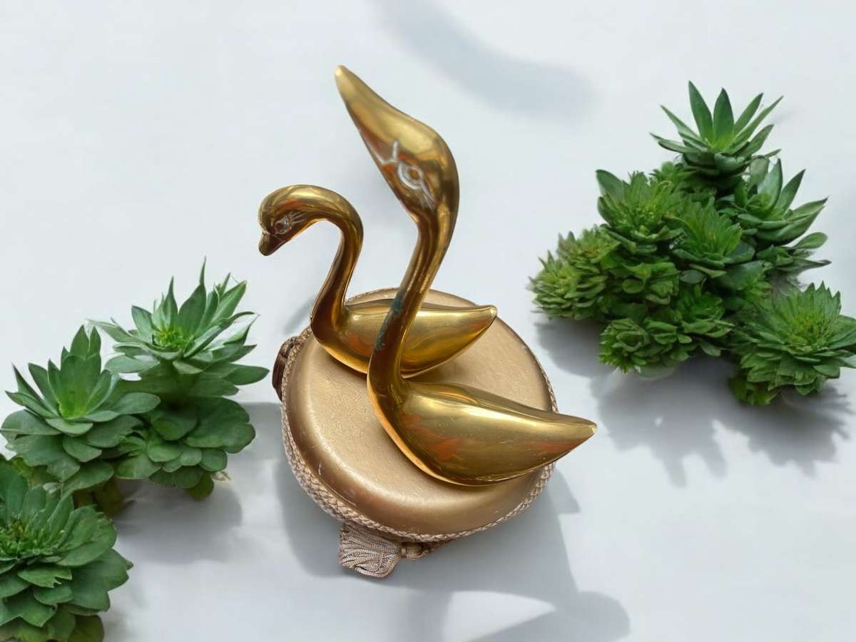 Ornaments swans brass set