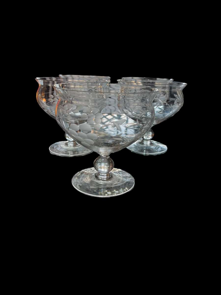 Dessert /parfait glasses grape etched