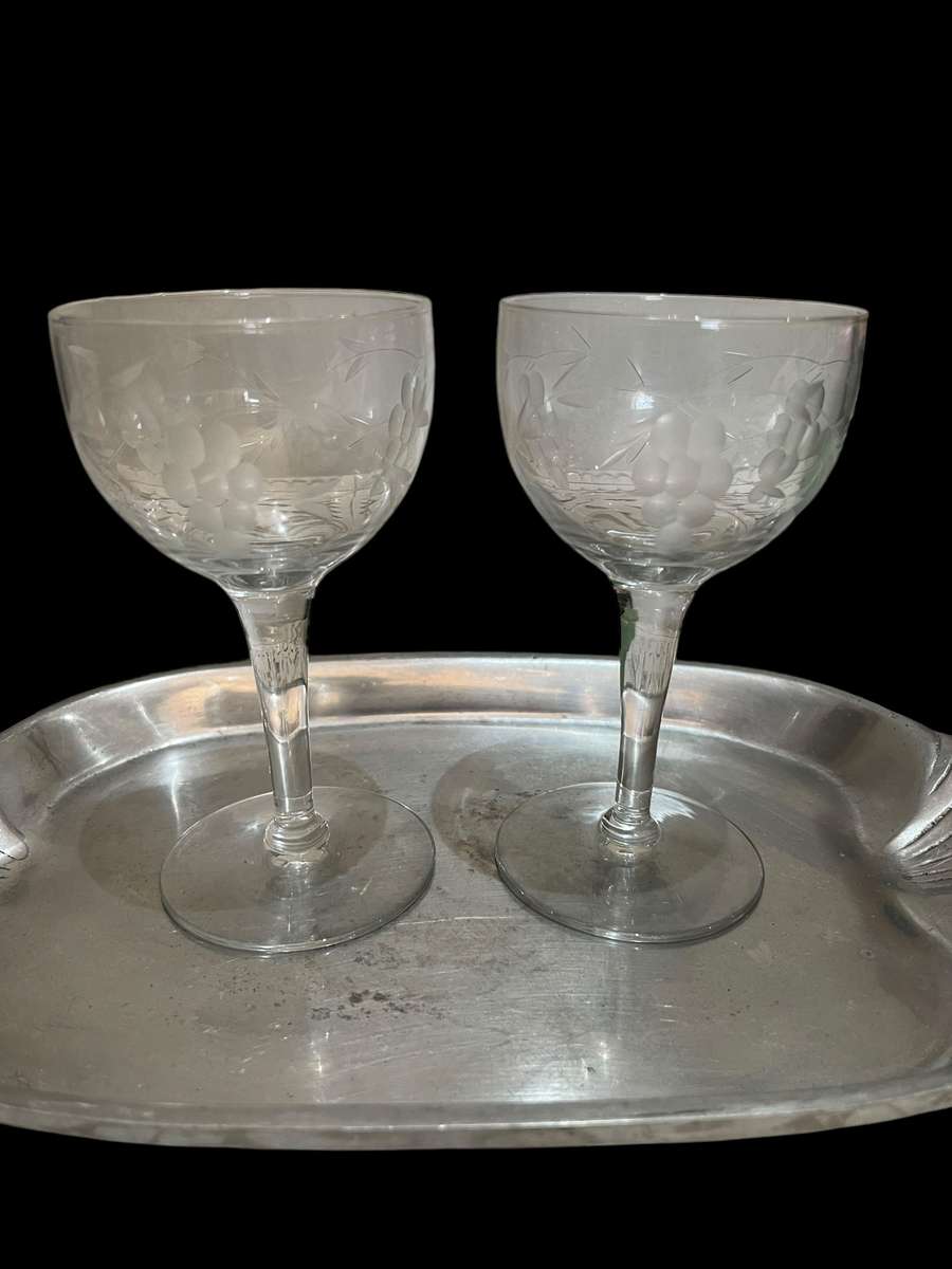Glasses grape etched each