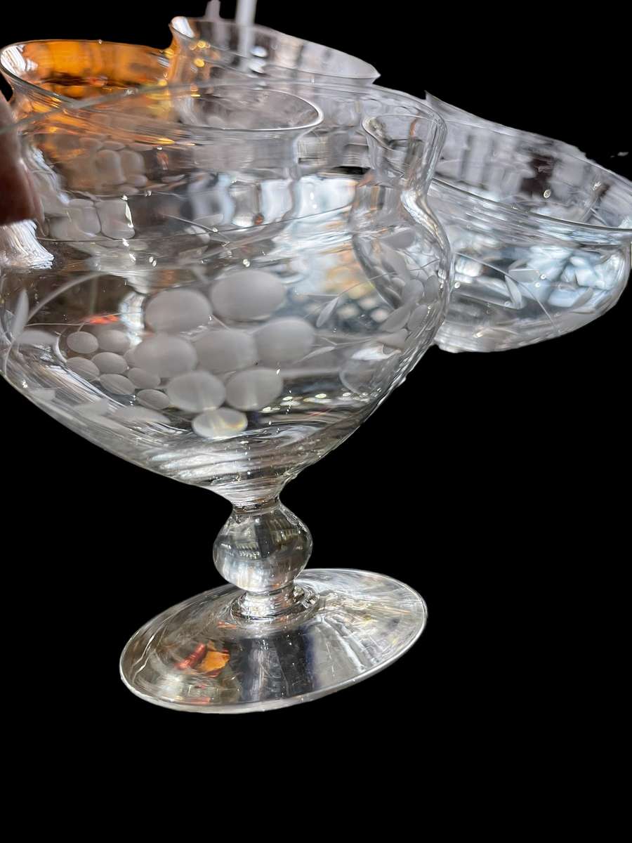 Dessert /parfait glasses grape etched