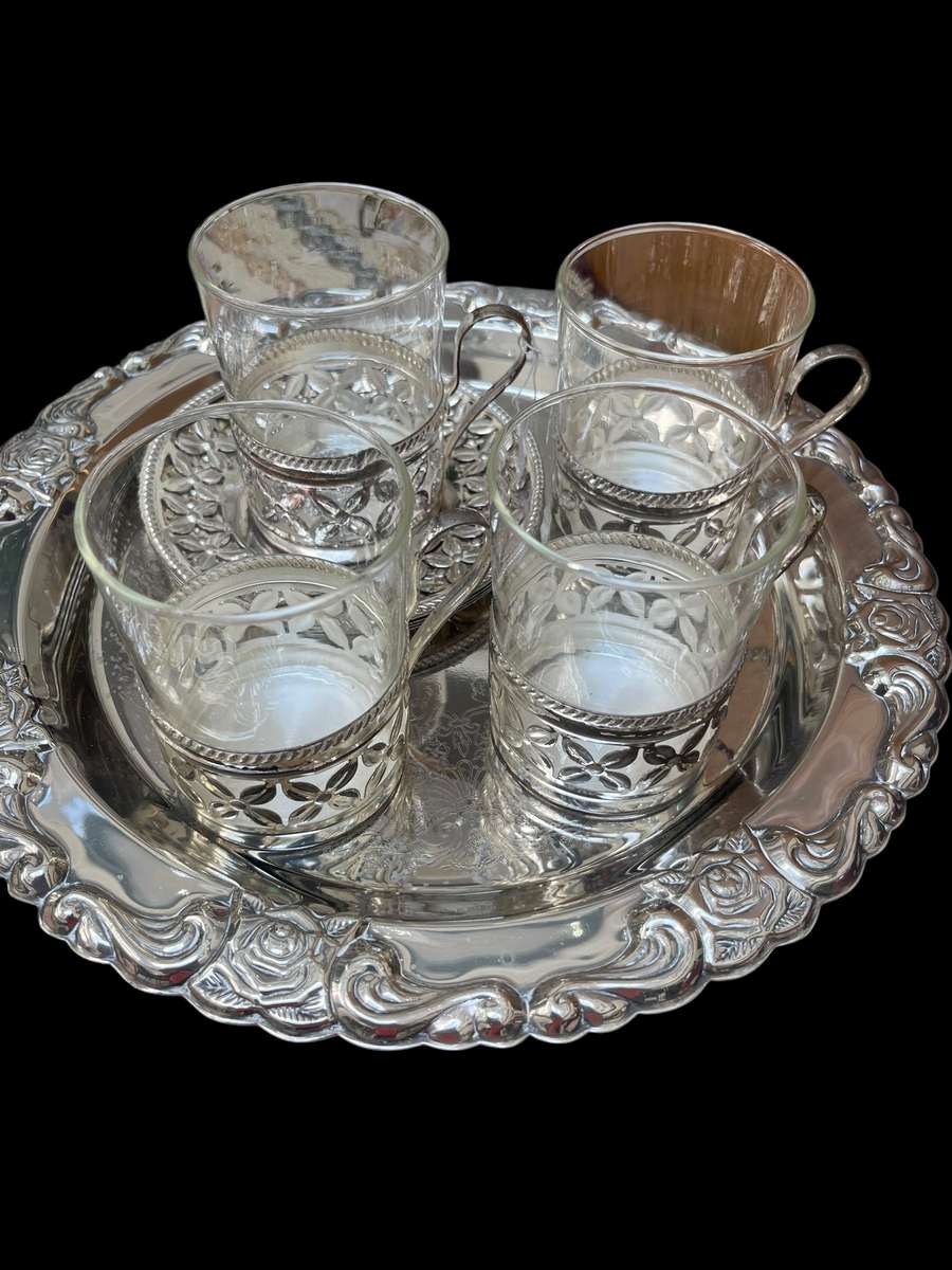 Coffee duos tray silver plated