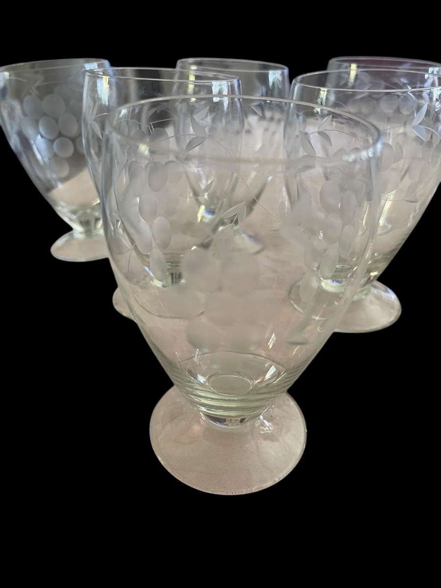 Glasses grape etched x9(nr4)