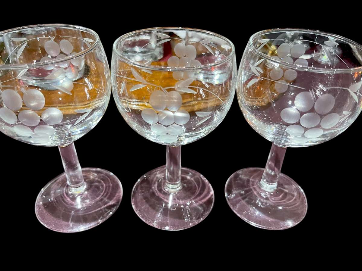 Glasses grape etched each(nr12)
