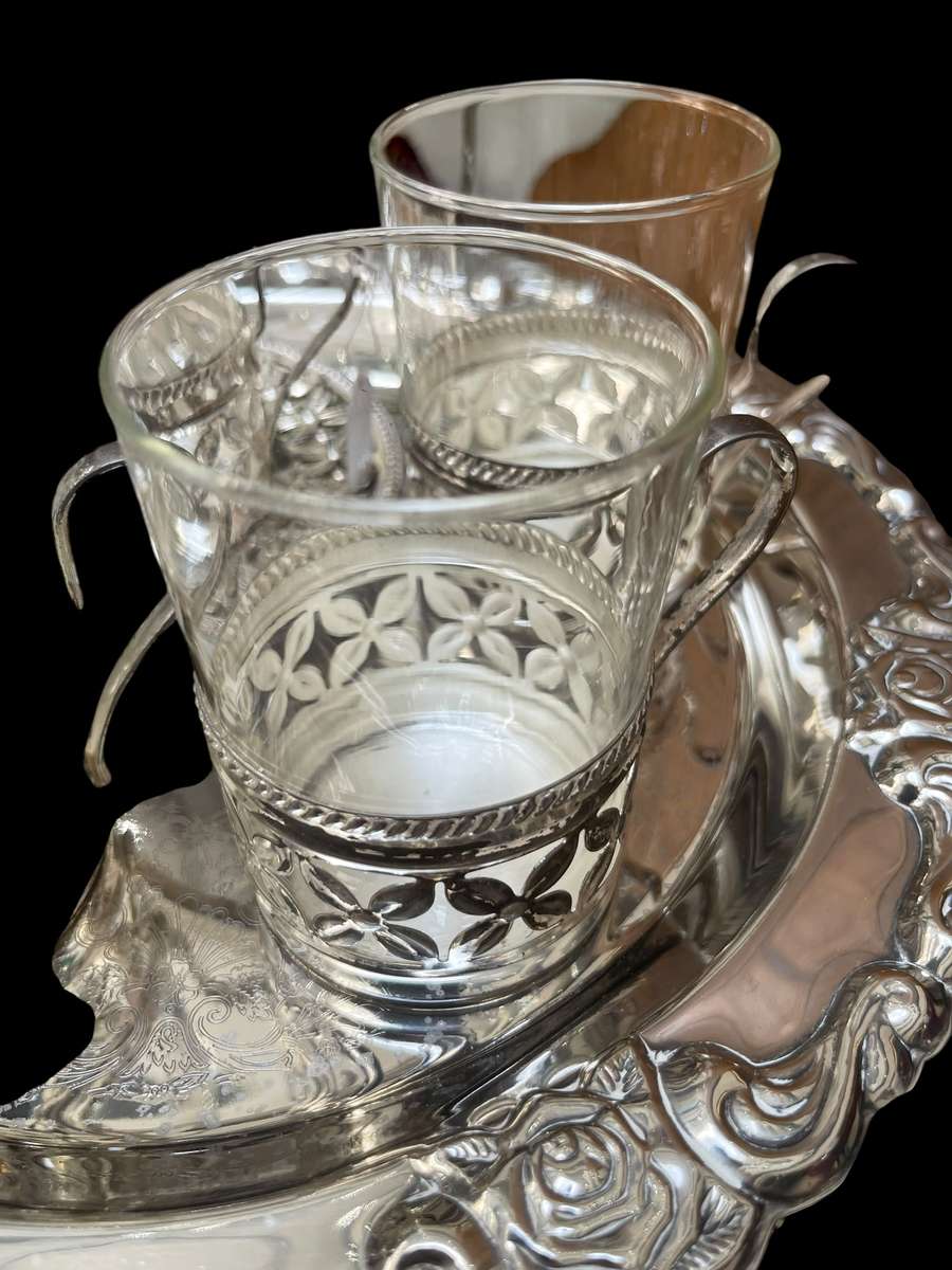 Coffee duos tray silver plated