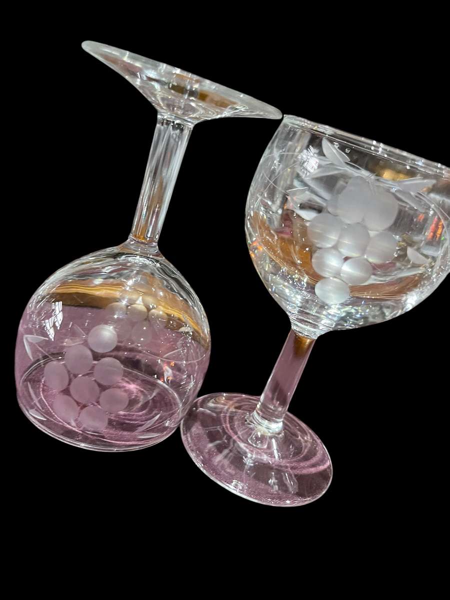 Glasses grape etched each(nr12)