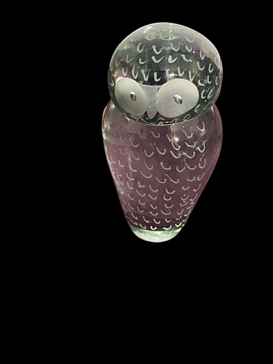 Paper weight owl glass