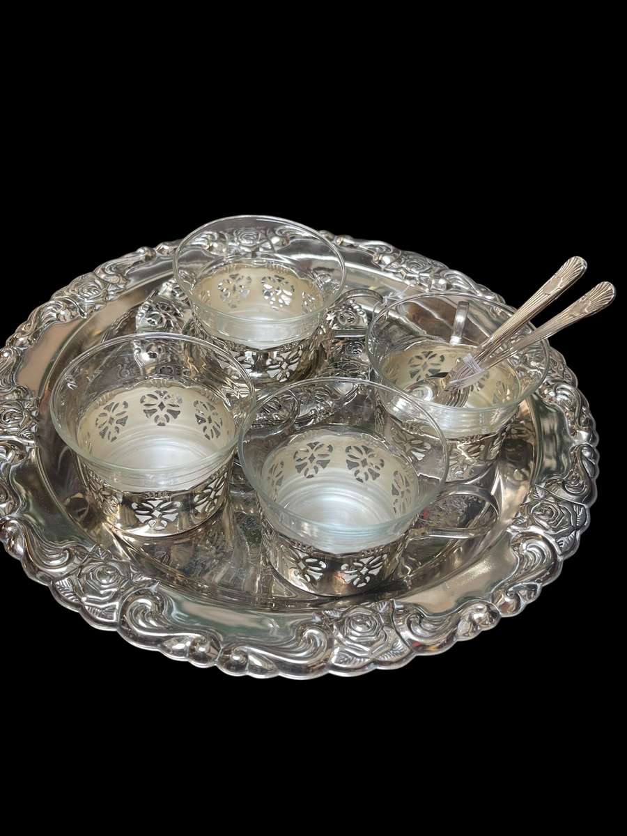 Coffee duos tray silver platef