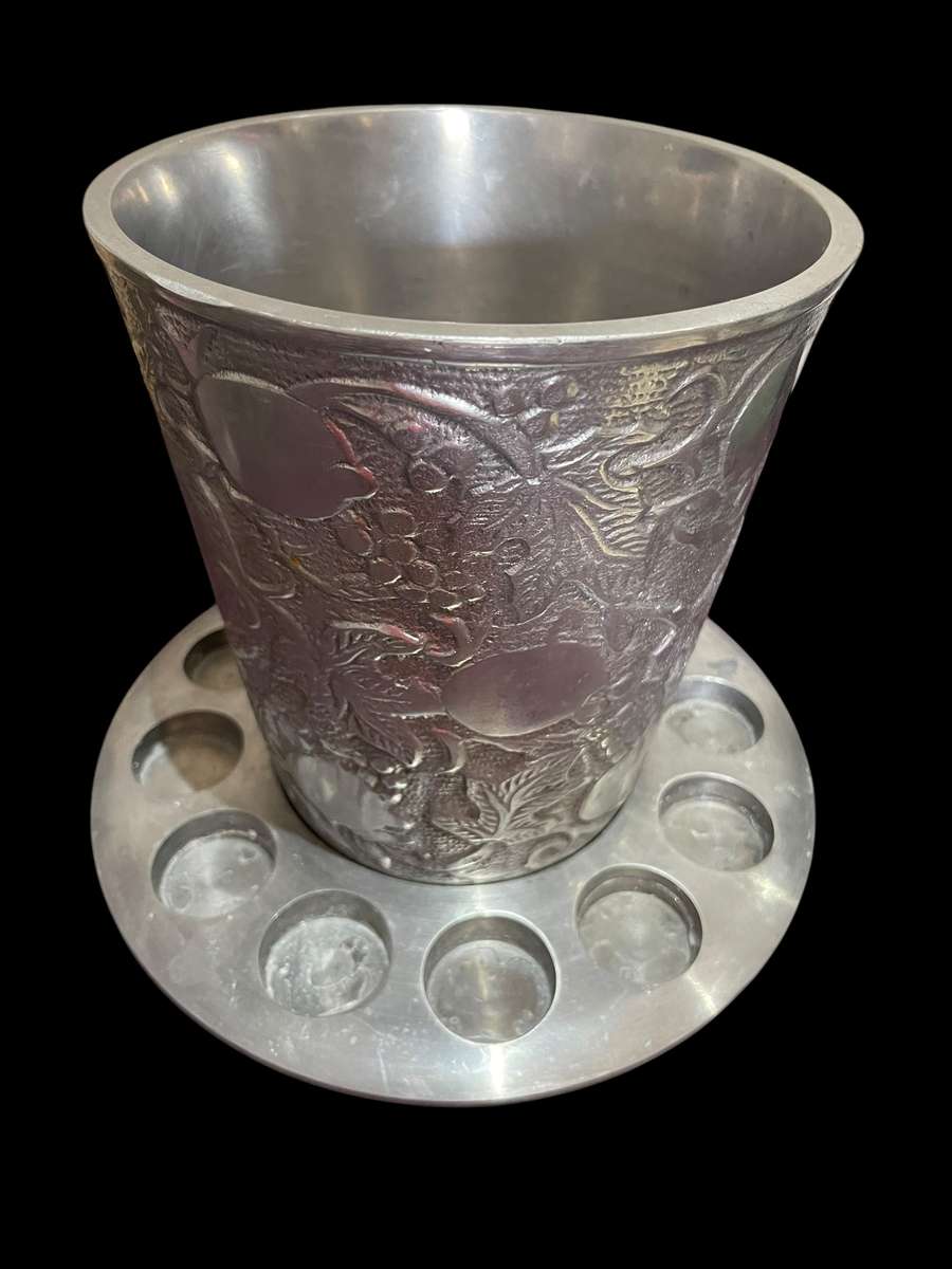 Wine bottle cooler pewter/aluminium