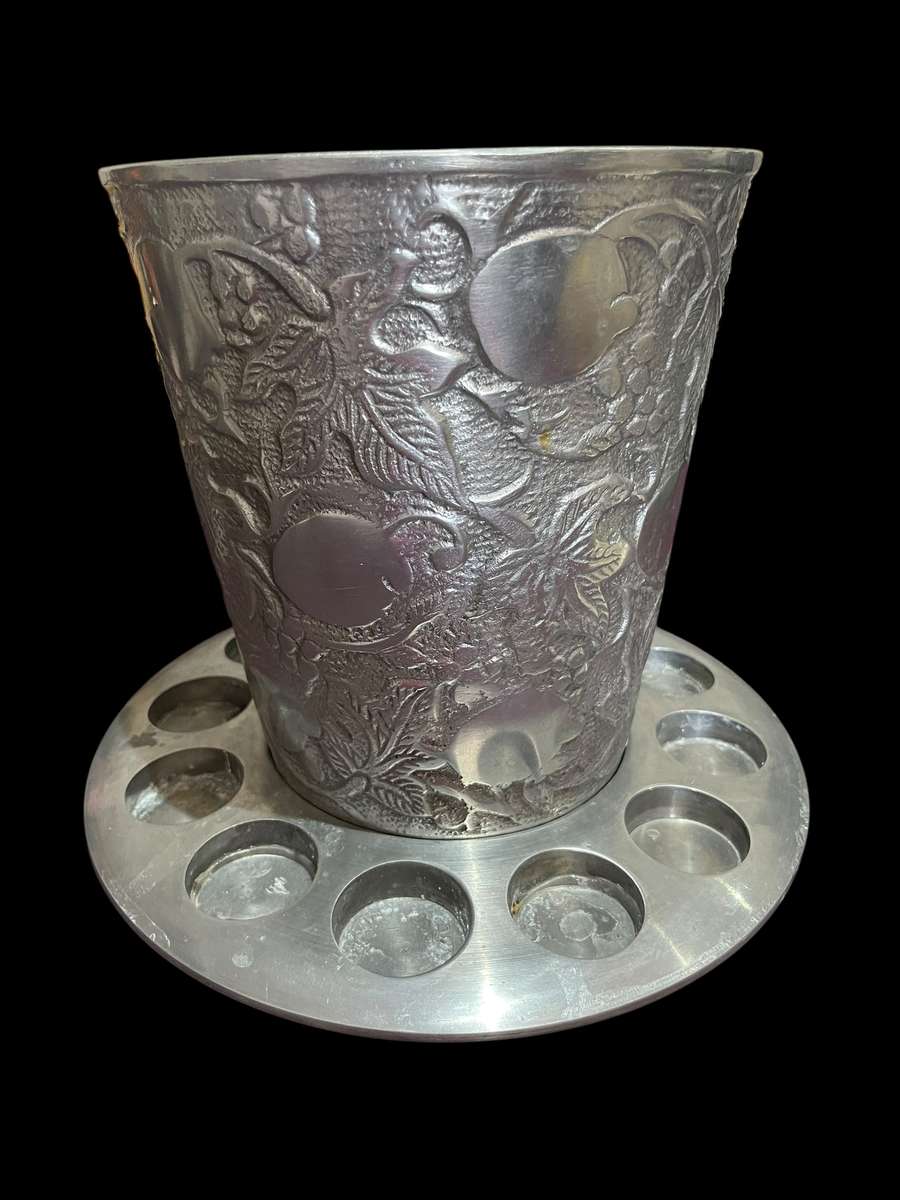 Wine bottle cooler pewter/aluminium