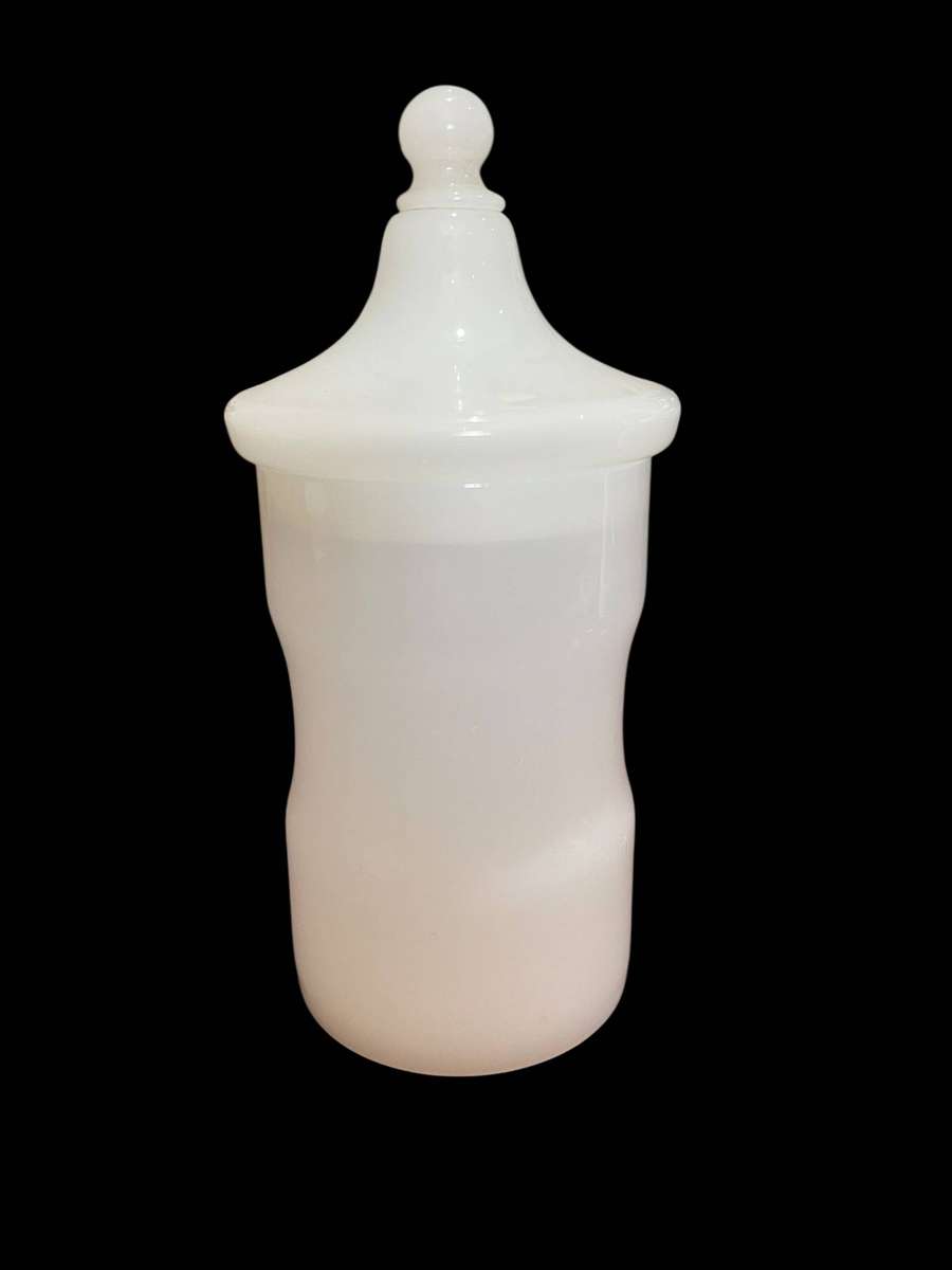 Holder lidded milk glass