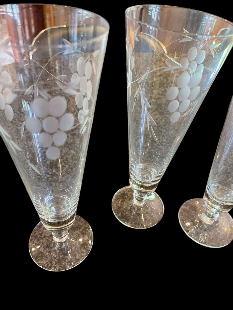 Glasses grape etched each(nr5)
