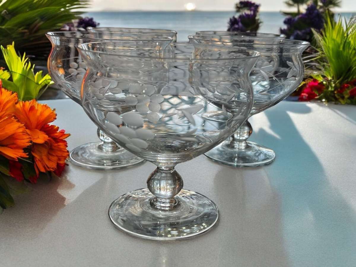 Dessert /parfait glasses grape etched