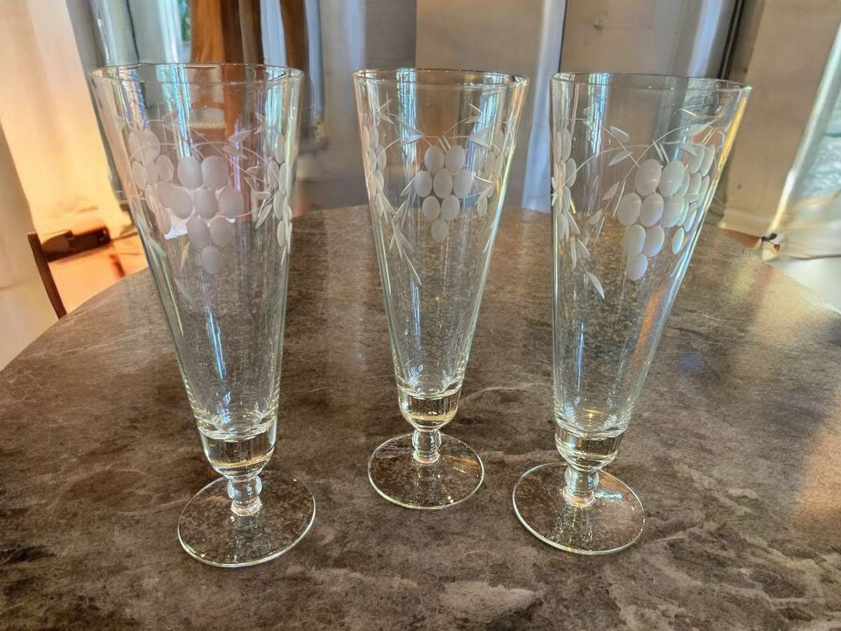 Glasses grape etched each(nr5)