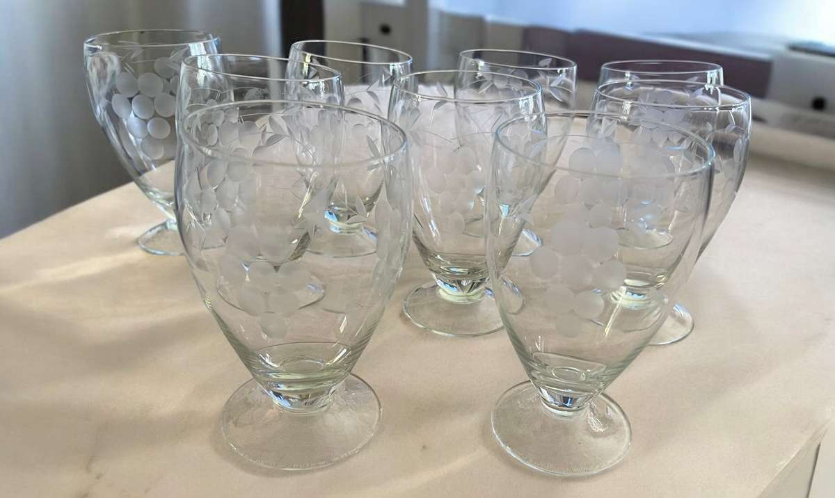 Glasses grape etched x9(nr4)